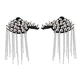 DIYEAH 2st Schulterklappen Mit Quaste Unterlage Taschenriemen Kostümzubehör Strasssteine Blazer Nietengürtel Strass-schulter Strassapplikation Stift Fransen Epaulette Silver Legierung