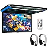 XTRONS 17,3“ Digital TFT FHD 16:9 Bildschirm für Auto Bus unterstützt 1080P Video Auto Overhead Player Auto Monitor mit HDMI Port Automosphäre LED Licht Windows CE für Urlaub (CM173HD+DWH006x2)