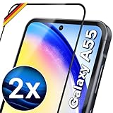 UTECTION 2X Full Screen Schutzglas für Samsung Galaxy A55 2024 - Fingerabdrucksensor kompatibel - 3D Schutzfolie gegen Displayschäden, Passgenaue Schutzglasfolie 9H Displayschutzfolie Glas