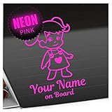 Kiwistar - Babyaufkleber - Neonpink - Mädchen Zöpfe Herz Sticker - mit Wunschtext individuell personalisiert + on Board 15cm - für Auto, Motorrad, Fahrrad, Tuning