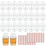 Burgia 52 Stk Pröbchen Fläschchen, 20 ml Tragbare Reiseflaschen, Plastikflaschen zum befüllen Transparent mit Deckel, Leer Tragbare Kosmetikflaschen Reisebehälter für Kosmetik.