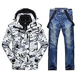 Winter Herren Thermo Warm Skianzug Skifahren und Snowboarden Sets Jacke Hose Anzug Schnee 1set07 Asiatische XXL EUR M