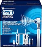 Oral-B Pro 2000 Elektrische Zahnbürste mit OxyJet Munddusche, 3 Aufsteckbürsten, 4 Ersatzdüsen, Set für Zahnreinigung und Zahnpflege, Geschenk Mann/Frau, Designed by Braun, weiß/blau (1erPack)