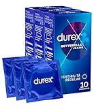 30 transparente Kondome Durex Jeans mit Silikon-Gleitmittel Easy-On Form mit Tank aus Naturkautschuk-Latex, 3 Boxen mit je 10 Kondomen
