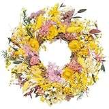 KI Store klein Türkranz Frühling Trockenblumen Kranz 30cm Natur Trockenblumenkranz fur Fenster kuche (Frühling)