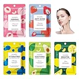 Gesichtsmasken, Feuchtigkeitsmaske, Fruchtextrakt Tuchmasken Gesicht,Gesichtsmasken Set, Feuchtigkeitsspendend/Beruhigend, Hautpflege Tuchmask, Erhöht die Hautfeuchtigkeit und Glattere