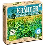 Little Plants Kräuter Samen Set - 15 Sorten BIO Kräuter Anzuchtset - Küchenkräuter & Gartenkräuter Samen - Saatgut Set Kräutersamen für Küche & Garten (inkl. E-book)