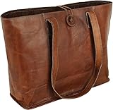 american blue Vintage Echtleder Tote Bag Handtasche Shopper Geldbörse Schultertasche für Damen Büro Laptop Tasche, braun, Large (brown)