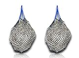 2X Heunetz Pferde extra engmaschig 3cm Netz + 2X gratis Karabiner artgerechte Fütterung verbessert Verdauung & Wohlbefinden der Tiere Heu Gras Futter Stroh Futternetz Heusack 4,5 kg Füllgewicht