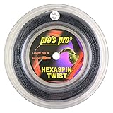 Pro's Pro Hexaspin Twist Tennissaitenspule, 200 m, Schwarz, 1,25 mm