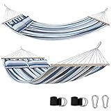 yourGEAR Kauai - XXL Hängematte mit 2 Kissen | 240 x 160 cm | Smaragd (Grün) oder Aqua (Blau) |300 kg TÜV geprüft | Baumwolle | Stabhängematte für 2 Personen inkl. Befestigungsset [Aqua]