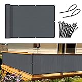 Sunnylaxx Balkon Sichtschutz Balkonabdeckung 90x600 cm Windschutz Leicht Transparent Blickdichte Balkonumspannung,Balkonverkleidung,HDPE Wind- und UV-Schutz, mit Ösen und Kabelbinder Anthrazit