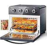 KeeGone Minibackofen mit Umluft 23L, 6 in 1 Multifunktionsofen,1700W Heißluftfritteuse,ölfreies Kochen Airfryer, 3 Schichten, Einstellbarer Heißluft-Backofen mit 100 Rezepten