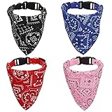gerFogoo 4 Stück Hunde Bandana Kopftücher, Hundehalstuch mit Halsband, Dreieckstuch Halsdreiecke Hundehalstcher, Einstellbare Hund Halstuch für Welpen Kleine Große Hunde und Katzen(S)