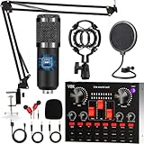 Podcast Mikrofon Bündeln, Audio Interface mit Cardioid Designer BM800 Mikrofon für Gamer und All-in-One Mischpultr, Perfekt für Live Streaming, Singen, YouTube, Gaming
