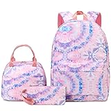 Rucksack Mädchen 3 Teilig Strippen Druck Schulrucksack Mädchen Set, Grundschule Kinder Rucksack Schule Mädchen Kinderrucksäcke Schulranzen mit Lunchtasche Federmäppchen, 3 in 1 Leichte Umhängetasche