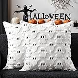 DAMIGHT 2Stück Halloween Geist Kissenbezüge 45x45 cm, Halloween Kissen Geister Deko, Geister Weicher Plüsch Kissenhülle, Lustig Geister Hallowee-n Kissen Party Dekoration
