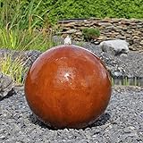 CLGarden Cortenstahl Kugelbrunnen CSB50 Gartenbrunnen Wasserspiel Rost Kugel Springbrunnen mit LED Beleuchtung