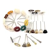 Polierscheiben 50 Stück Polierscheiben Set, Wollfilz Polierscheiben Polierset Schleifpapier Polierscheibe für Dremel Drehwerkzeug Zubehör Bohrer 1/8 Zoll Schaft Dornschleifer