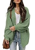 Jhsnjnr Damen Oversize Pullover Cardigan Strickjacke Herbst Laterne Lange Ärmel Grobstrick Open Front Strickmantel