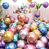 KOBOKO Luftballons Bunt Metallic, 50 Stück 12 Zoll Metallic Party Ballons Geburtstag Deko, Bunte Helium Ballon Geburtstagdeko, Luftballon Bunt für Geburtstag, Hochzeit, Babyparty, Feiertagsparty Deko
