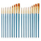 Quelcc 20 Stück Künstlerpinsel, Pinselset, Pinselset Acrylfarben, Aquarellpinsel, Pinsel Set, Pinsel Acrylfarbe, Künstler PinselSets, für Malliebhaber,Anfänger, Blau