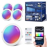 Aigostar Einbauleuchte Intelligente 15W LED Downlight Bluethooth Mesh, Dimmbar Deckenleuchtet Spot mit Fernbedienung Kompatibel mit Alexa, 1430LM RGB, Weißes Licht 2700K-6500K, Ф150-160mm,4 Stück