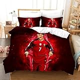 Rcxnm Fußballstar Bettwäsche-Set für Kinder, 135x200 cm Bettbezug, 80x80 cm Kissenbezug