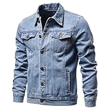 Oversized Herren Vintage Jeansjacke, Klassisch Western Trucker Jeans Mantel Jeansjacke Lockere Herren Denim Übergangsjacke Baumwolle mit Taschen und Knopfleiste Denim Jacke