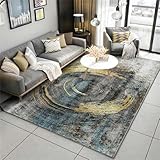 GX-YJX Wohnzimmerteppich Kurzflor Teppischsclafzimmer grau blau Schlafzimmer Teppich Klassische Farbgebung modern anpassbar Terrassenteppich Kuschelige Teppiche 140X200CM