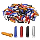 Jeffdad 100 Stück Bowdenzug Endkappe, Bunt Fahrrad Endkappe Bremszug Endhülsen Schaltzug Aluminiumlegierung Bremskabel Kappen für Mountainbike Rennrad Bremsseil Schaltseil