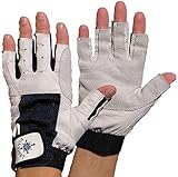 BluePort 1 Paar Unisex Segelhandschuhe Gr. M / 8 aus Leder - 5 Finger frei/fingerlos - Montagehandschuhe Fahrradhandschuhe