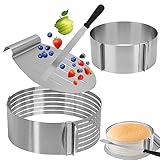 Yuragim Tortenboden-Schneidhilfe-Set, 4 Stück Torten Zubehör Set- Tortenring verstellbar, Tortenheber & Tortenmesser, Tortenboden & Tortenteiler Schneidehilfe zum Weihnachten Backen und Dekorieren