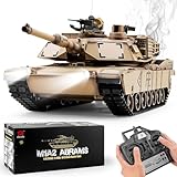 BESTYMXY RC Panzer US M1A2 Abrams Army Panzer, HengLong 1:16 2.4ghz M1A2 Abrams Main Battle Tank Modell, Ferngesteuerte Panzer Fahrzeuge mit Sound & Licht für Kinder ab 14 Jahren