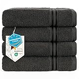 Hammetex 4er Badetuch Set, 100% Baumwolle Premium Qualität Groß 50x100cm Duschtuch, Weich Saugstark Schnell Trocknendes, Anthrazit
