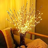 20 LED-Baumzweig-Licht für den Innenbereich, Hausgarten-Dekoration, Lichterkette, warmweiß, 77 cm, 2 * AA-Batterien, für Vasendekoration, Eingang, Wohnzimmer (Wie Gezeigt)