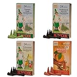 Knox 078750 - Räucherkerzen-Set Klassik, 4 Packungen mit je 24 Räucherkerzen, Tanne, Weihnrauch-Myrrhe, Weihnachtsduft, Bratapfel, Weihnachten, Duftkegel