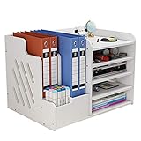 Weißer Schreibtisch-Organizer mit großer Kapazität, Schreibtisch-Ordner fürs Büro, Schreibtisch-Ablage zur ordentlichen Aufbewahrung von A4-Papier, Stiften, Büchern, Briefen, Dokumenten, PB07-3