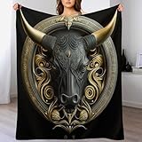 Schwarzer Bulle Decke, Warme Decken, Wohndecke, Weich & Komfort Flannel Wolldecke, Sofadecke, Fleecedecke, Tagesdecke 100×130cm