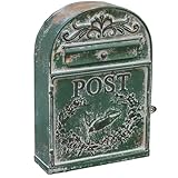 YCYRF Briefkasten Vintage für die Außenwandmontage, Hänge Postkasten im Antiken Stil, Nostalgischer Charme, Heimdekoration, Metall Briefkästen mit Fliegendem Vogelmuster 25×9×35cm Grün
