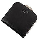Damen Geldbörse Portemonnaie Geldbeutel Rindleder 6 Farben Bügel Börse Knipser 9,5 x 9,5 cm GoBago (Schwarz)
