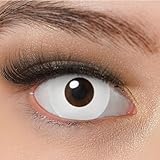 Kontaktlinsen farbig ohne Stärke weiß | farbige crazy Jahreslinsen Zombie | Anime | weiche Linsen | 2 Stück Farblinsen + Linsenbehälter | Vampir | Fasching | Halloween | Charmiga Devil Pure White