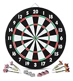 Stagecaptain DBP-1810 Bullseye Papier-Dartscheibe mit Pfeilen - Einsteiger Steeldartscheibe aus Paper Board - Dartboard zweiseitig bespielbar - Dart Scheibe mit 6 Dartpfeilen und 4 Sets Flights