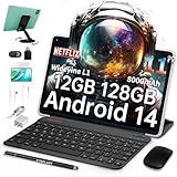 TECLAST P50S Tablet 11 Zoll Android 14 Tablets mit Tastatur 10-Teiliges Set, 12GB RAM+128GB ROM（4TB TF） 2.4G+5G WLAN, Unisoc Octa-Core A75 CPU, 5+13MP, 8000mAh, GPS/GMS/WidevineL1/3.5MM [2025]