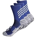 HIKERHEAVENLAR Antirutsch Fußballsocken Herren Rutschfest Gripsocken Fussball Baumwolle Damen Pilates Gripy Sport Socken Basketball Tennis Lauf Radfahren Joggen größe 43-49 Navy L 3P