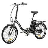 VecoCraft Nemesis Elektro Klapprad,E Bike 20 Zoll,E-Folding Bike, 36V 280.8WH ausziehbarer, 250W Motor, tragbares E-Bike Klapprad ebike Herren e Bike Damen, Schwarz