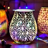 Elektrische Duftlampe, Bunte Duftlampe aus Glas 3D Feuerwerk Elektrische Duftlampe für Wachs Duftöl Lampe für Home Office Schlafzimmer- Aromalampe Geschenke für Weihnachten