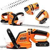 TOP CUT Akku Heckenschere 45,5cm – 20V mit Akku & Ladegerät, drehbarer Griff, 16mm Schnittstärke, Gartenschere elektrisch – TC-NA20-B20-45-L-RH