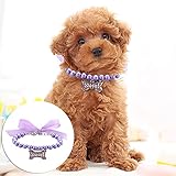 Hund Halsband Haustier-Perlenhalsband für kleine Haustiere, Katzen, Hunde, Halsband, Hundeknochen, Verstellbarer Anhänger, Schmuck Leuchthalsband Hund (Purple, M)