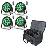 4er 84W LED Par Strahler mit Tasche, 14 LED Bühnenlicht Partylicht RGBW 4-in-1 DMX512 Discolicht Scheinwerfer mit Fernbedienung, Beleuchtung für Stage DJ Party Show Bar Halloween Weihnachten